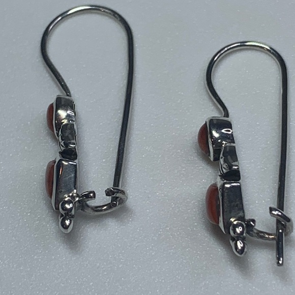 Silpada RARE HTF Sterling Silver Mediterranean Coral Vine French Wire Earrings - Picture 3 of 16